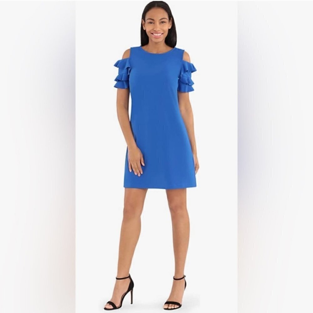 London Times Ruffle Sleeve Cold Shoulder‎ Dress 4